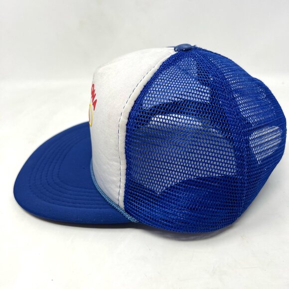 Vintage Barcelona Olympics 1992 Mesh Trucker Hat Snapback Cap White Foam Blue - Picture 4 of 8